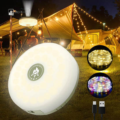 Camping String Light, 4 in 1 Outdoor String Light with 8 Lighting Modes(32Ft), for hiking, camping, and home decor