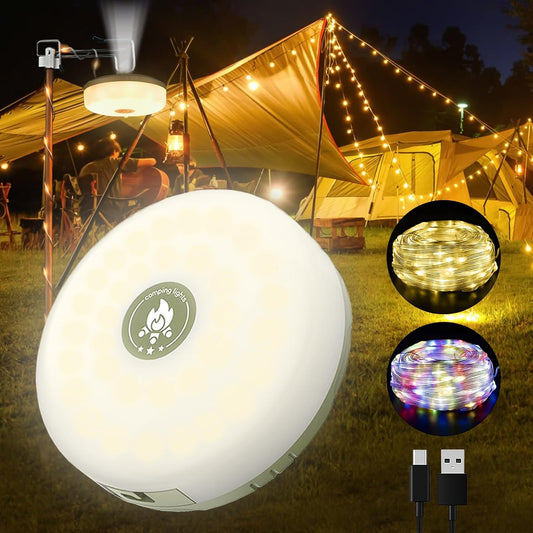 Camping String Light, 4 in 1 Outdoor String Light with 8 Lighting Modes(32Ft), for hiking, camping, and home decor