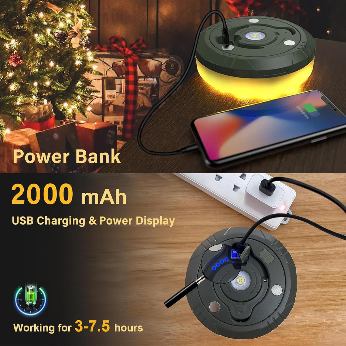 Camping String Light, 4 in 1 Outdoor String Light with 8 Lighting Modes(32Ft), for hiking, camping, and home decor